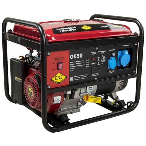 Бензиновый генератор DDE G650, (6500 Вт) генератор бензиновый инверторный dde g140i 1ф 1 4 квт бак 4 5 л 3 л с
