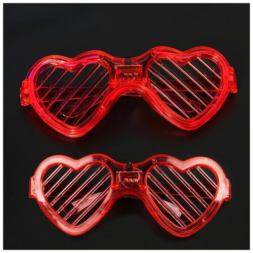 фото Светящиеся очки сердечки / синие очки с подсветкой карнавальные 3 режима нет бренда