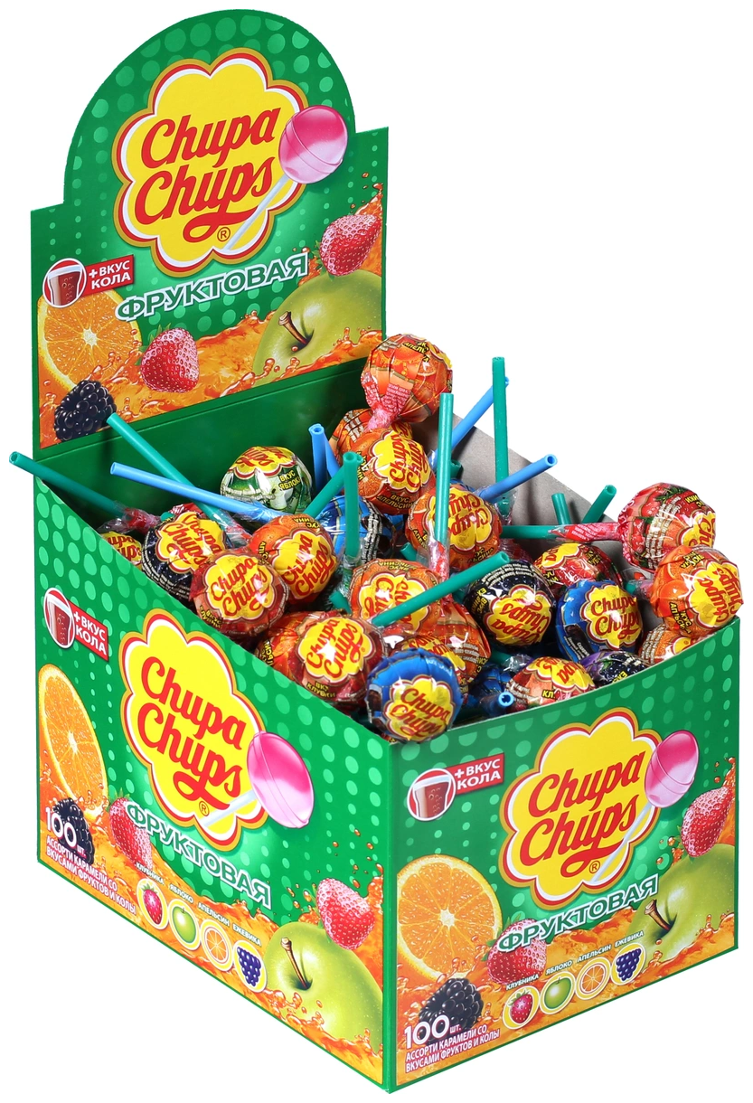 Chupa Chups карамель Фруктовая с натуральным соком, 100 шт по 12 г