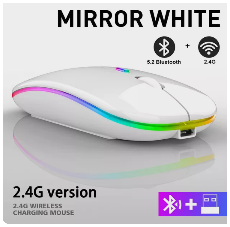 Bluetooth-мышь беспроводная эргономичная со светодиодной подсветкой /белая/