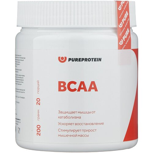 BCAA Pure Protein BCAA, лесные ягоды, 200 гр. bcaa qnt bcaa powder 8500 лесные ягоды 350 гр