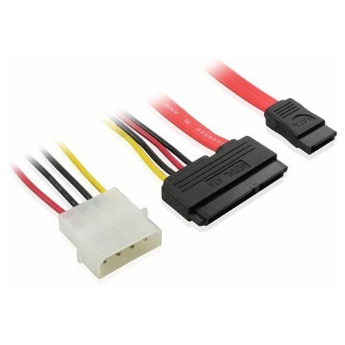 Кабель GCR SATA II до 3Gbps 22pin(15pin+7pin) / Molex 4pin / .SATA (GC-ST301), 0.5 м, черный/красный/желтый аксессуар gcr sata 15pin molex 4pin 15cm gc st211