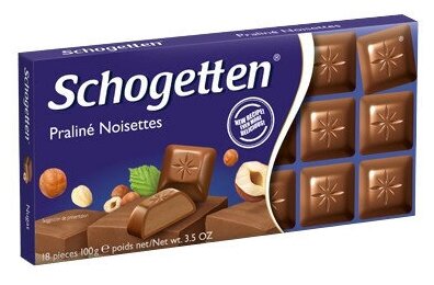 Schogetten Шоколад молочный Schogetten Praliné Noisettes Chocolate "Ореховое пралине" 100 г