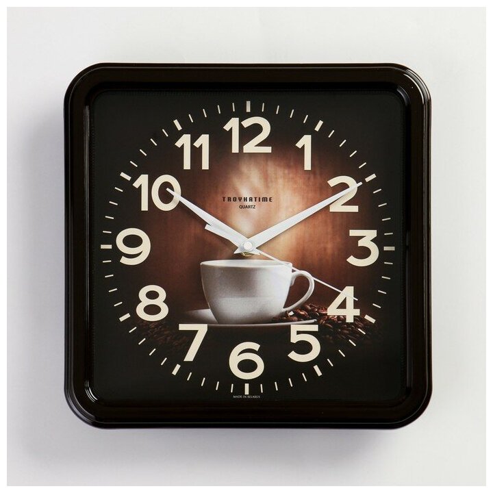 Тройка Часы настенные, серия: Кухня, "Чашка кофе", плавный ход, d=26 см, коричневый