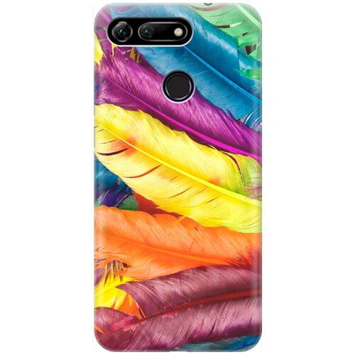 фото Re:pa накладка transparent для honor view 20 (v20) с принтом "разноцветные перья"