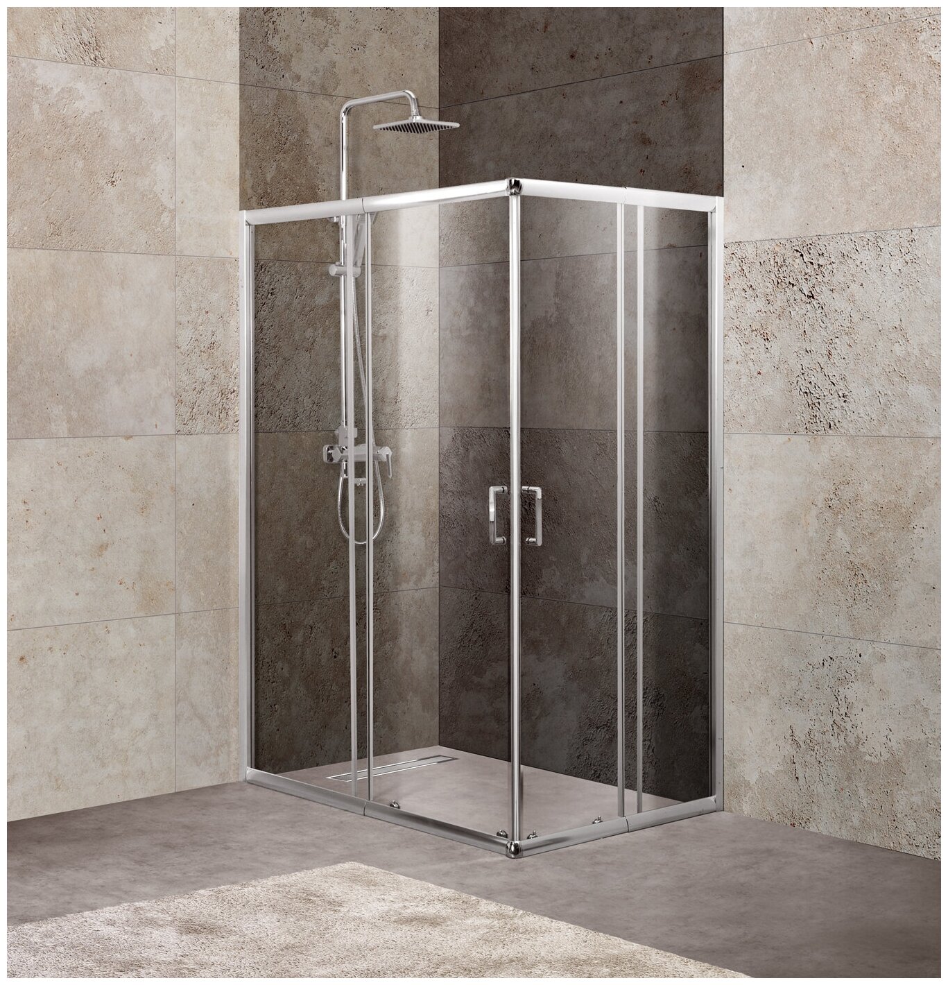 Душевой уголок BelBagno UNIQUE-AH-2-100/115-75/90-C-Cr хром, стекло прозрачное 5 мм (1000/1150х1900х750-900)