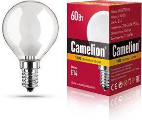 Лампа накаливания Camelion 9870, E14, D45, 60 Вт, 2700 К