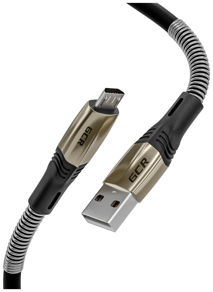 GCR Кабель 1.7m MicroUSB series MERCEDES & SPRING, BLACK, для зарядки, NO Sync data, 22 AWG. GCR-51961