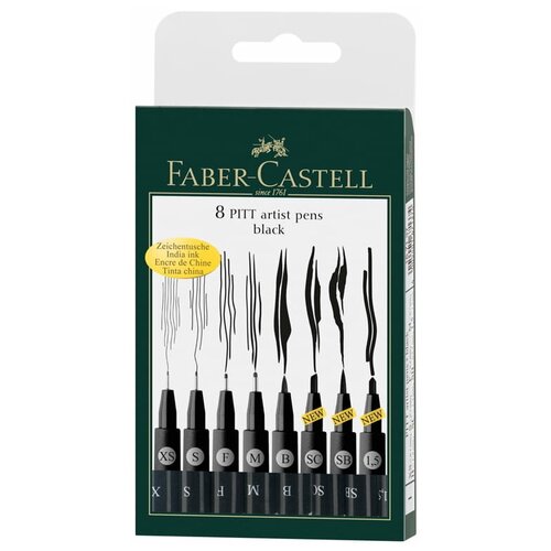 фото Набор капиллярных ручек faber-castell "pitt artist pen" черные, 8шт., 0,1/0,3/0,5/0,7/1,5/b/sb/sc faber castell