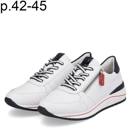 фото Кроссовки remonte, повседневные, натуральная кожа, полнота 8, съемная стелька, анатомическая стелька, размер 44, белый