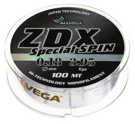 Леска Allvega ZDX Special spin диаметр 0.18 мм тест 3.95 кг 100 м прозрачная