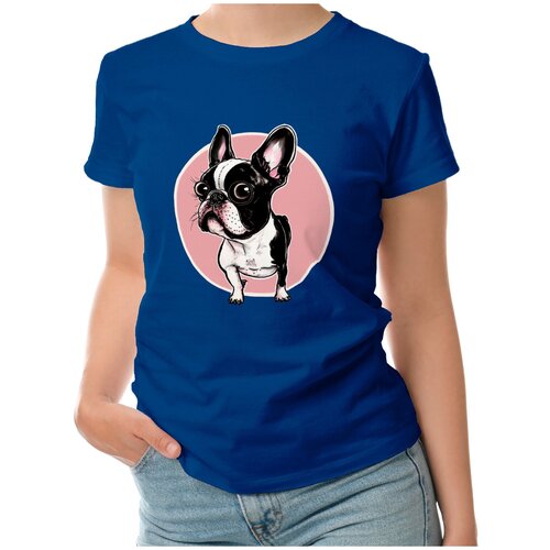 Женская футболка «маленькая собачка» (L, темно-синий)