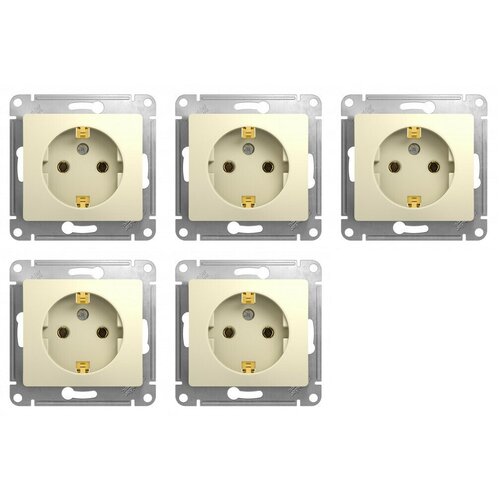 Systeme Electric GLOSSA розетка с заземлением, 16А, механизм, бежевый (5шт) (арт. GSL000243)