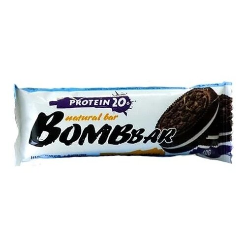 Протеиновый батончик BOMBBAR Natural Bar, 60 г, печенье-крем батончик неглазированный bombbar печенье крем 60 г