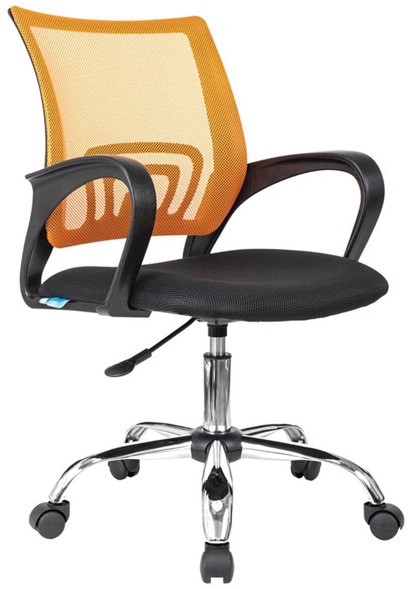 Кресло оператора Helmi HL-M95 R (695) "Airy" СН спинка сетка оранжевая/сиденье ткань TW черная пиастра