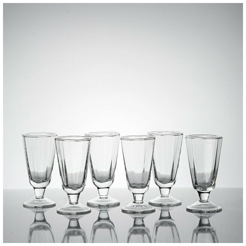 фото Рюмки на ножке для водки, ликера и коньяка, лафитник 20 мл, набор 6 шт Неман 9751 гладь