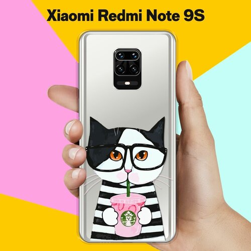 Силиконовый чехол Кот в очках на Xiaomi Redmi Note 9S