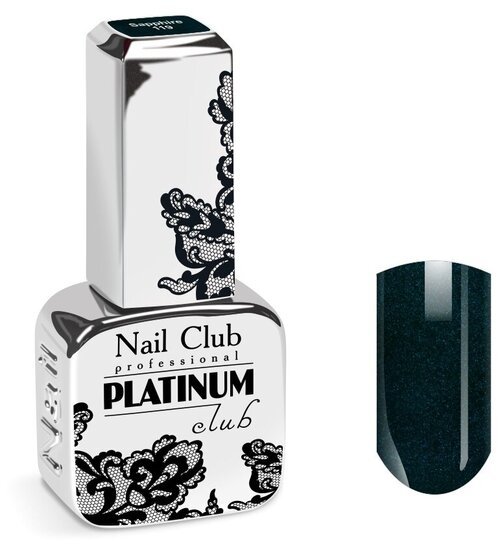 Nail Club professional Эмалевый гель-лак для ногтей с липким слоем PLATINUM CLUB 119 Sapphire, 13 мл.