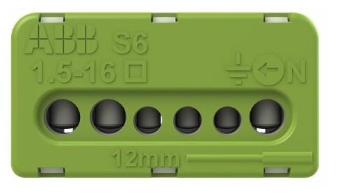 Клеммная колодка PE 3x16 мм2 + 3x6 мм2, Клемма ABB PEK/S06 1 шт.