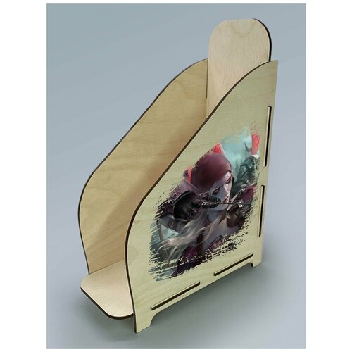 Органайзер лоток, подставка для бумаги, документов деревянная с цветным принтом 1 отделение игры варкрафт вов wow сильвана - 104