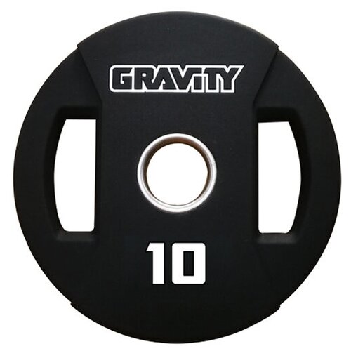 фото Диск олимпийский полиуретановый 10 кг gravity, цвет - черный