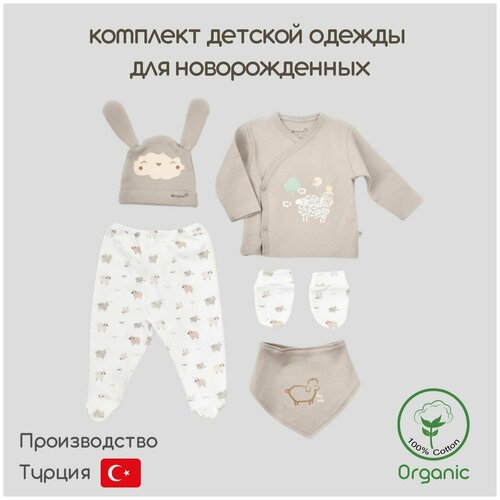 Комплект одежды для новорожденного Biorganic из 100% органического хлопка в подарочной упаковке, 5 предметов