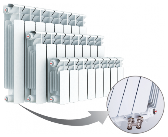 Радиатор Rifar BASE 500 х 9 сек НП прав (BVR), биметаллический