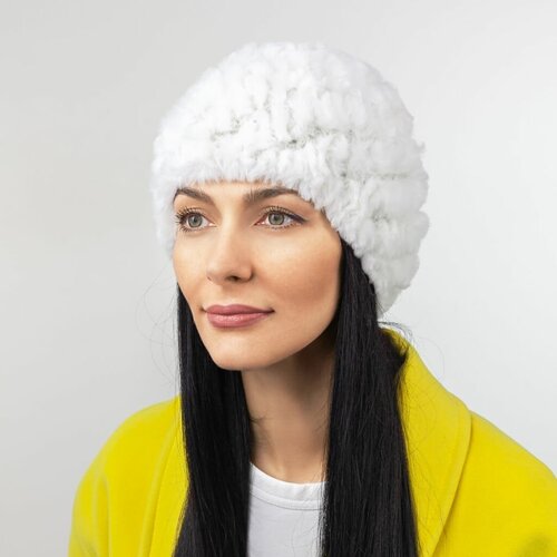 фото Женская меховая шапка moda, белая, 56-60 см