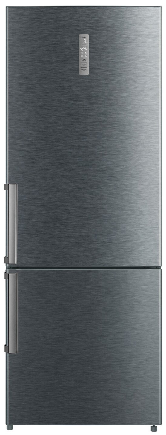 Холодильник HYUNDAI , двухкамерный, черная сталь - фото №1