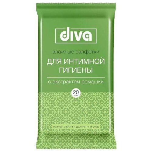 Влажные салфетки Diva №20 intimate для интимной гигиены с экстрактом ромашки ([000068981] -; -) салфетки влажные diva для интимной гигиены с экстрактом ромашки 2 упаковки по 20 шт