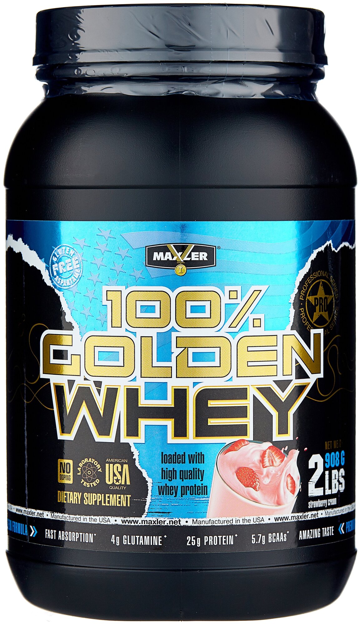 Maxler Протеин Maxler 100% Golden Whey (908 г) клубничное мороженое