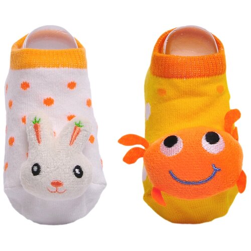 Носки Lansa 2 пары, размер 18-20, белый, оранжевый носки детские demix 2 пары мультицвет