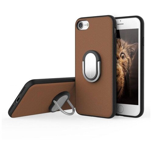 фото Чехол накладка с кольцом rock ring holder case m1 для apple iphone 7/8 - коричневый