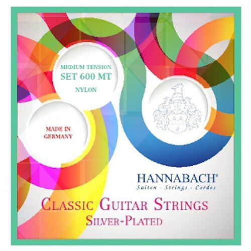 600MT Silver-Plated Green Комплект струн для классической гитары, среднее натяжение, Hannabach