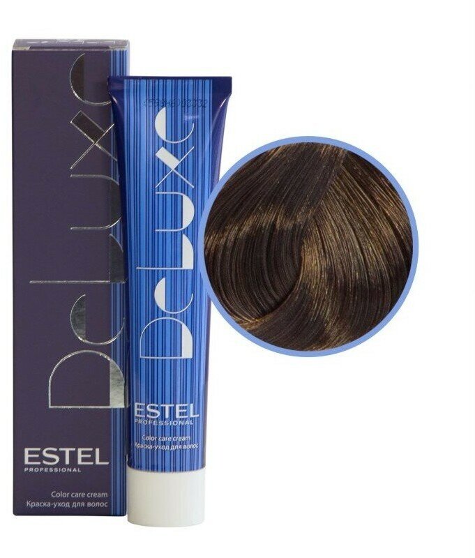 ESTEL De Luxe стойкая краска-уход для волос, 5/74 светлый шатен коричнево-медный, 60 мл - фотография № 20
