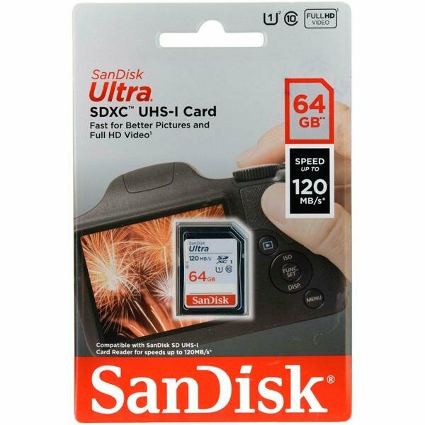 Карта памяти 64GB SanDisk SDXC Class 10 UHS-I Ultra 120MB/s - фото №5