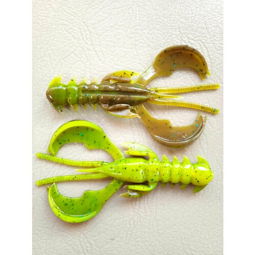 Силиконовая приманка мягкая Рак (Yabby) 80 мм, Коричнево-желтый (Kiwi Сhartreuse) 5 шт. уп.