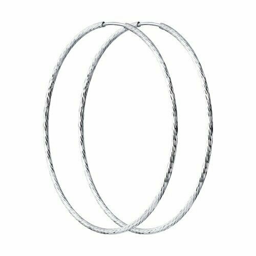 Серьги конго Diamare, серебро, 925 проба, родирование
