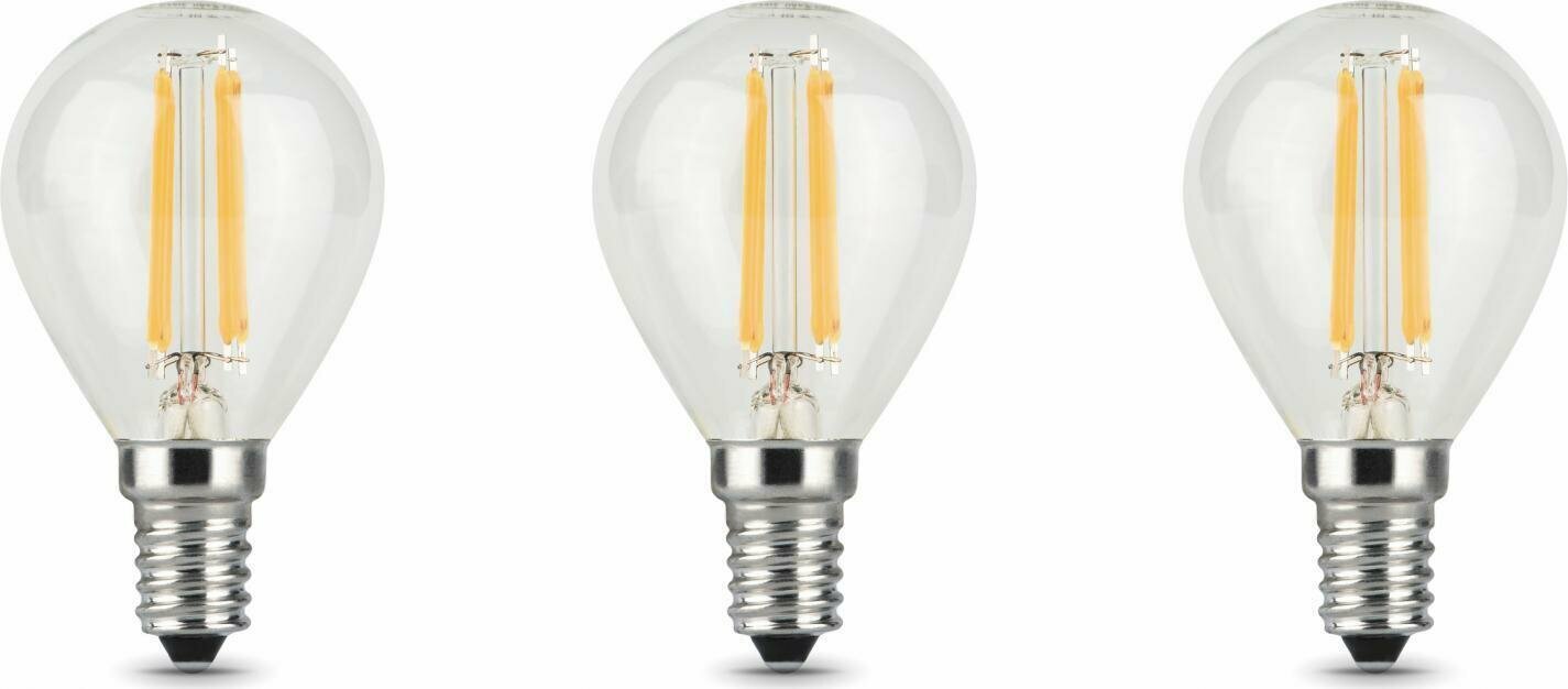 Светодиодная лампа Gauss Filament 9W эквивалент 75W 4100K 710Лм E14 филаментная шар (комплект из 3 шт)