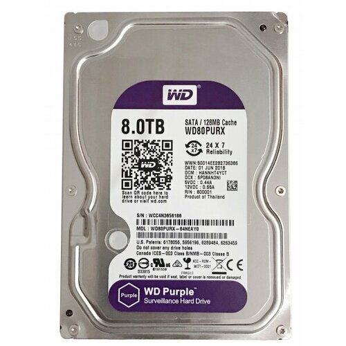 Жесткий диск Western Digital WD80PURX 8Tb IntelliPower SATAIII 35 HDD 3074000₽