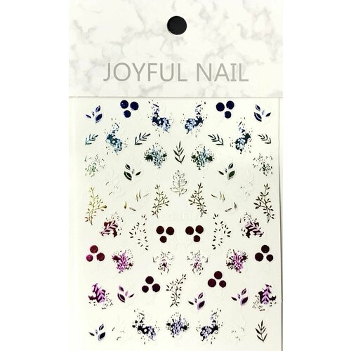 Наклейки для ногтей JOYFUL NAIL - ветки со стразами, разноцветные, 1 шт