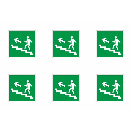 Технотерра Декоративная табличка Направление к эвакуационному выходу по лестнице вверх, 200х200 мм, 6 шт