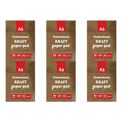 Kroyter Папка для рисования и эскизов Крафт, А3, 20 л, 140 г, 6 шт