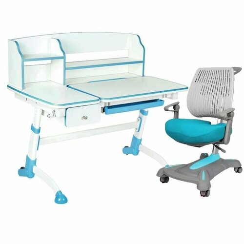 Комплект FunDesk парта Amare II Blue + кресло Contento Blue