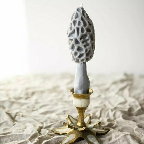 Свеча Гриб Сморчок, цвет серый