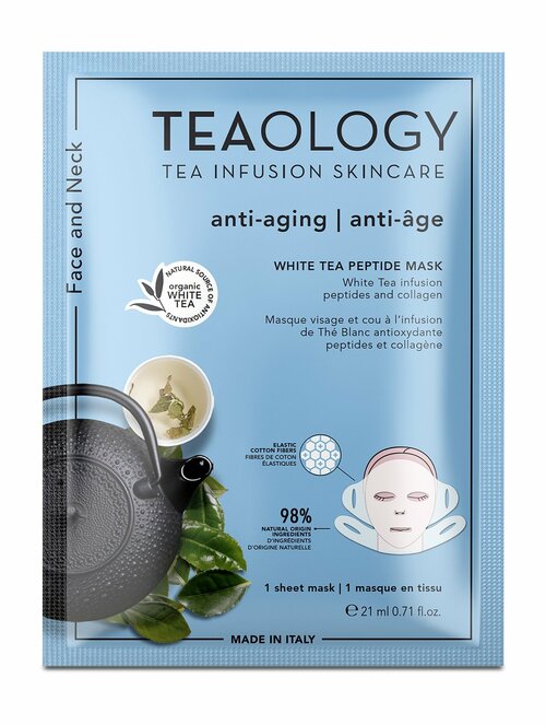 TEAOLOGY White Tea Маска для лица и шеи пептидная антивозрастная, 21 мл