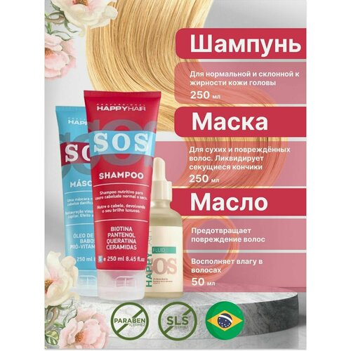 Шампунь + Маска + Масло Happy Hair Sos шампунь маска масло happy hair sos