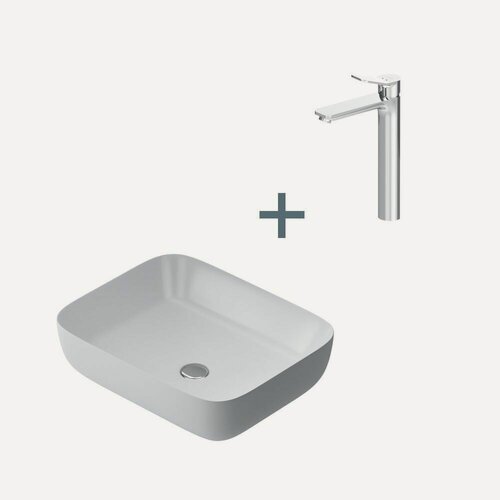 Изображение товара Раковина для ванной AM.PM, фарфор, накладная, со смесителем, белая