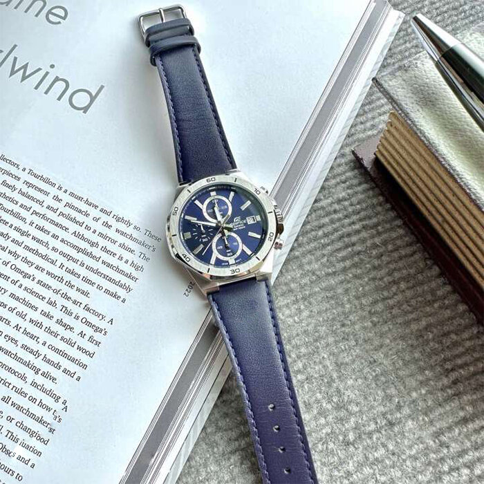 Наручные часы CASIO Edifice, серебристый/синий — фото 1