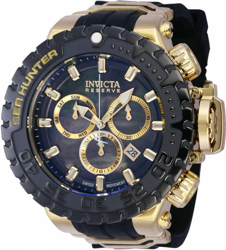 Купить Наручные часы INVICTA Мужские Наручные Часы Invicta Reserve SeaHunter 41007 Золотистые Чёрный Ремешок за 45000р. с доставкой
